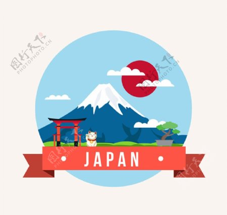Japan日本富士山插画