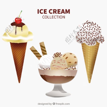 写实风格美味的冰淇淋插图矢量素材