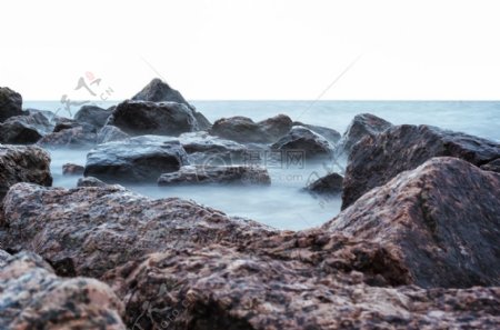 海水岩石雾石头蒸汽花岗岩海湾