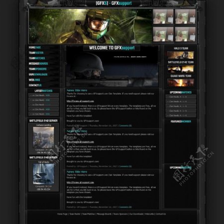 酷炫黑色游戏网站模板图片