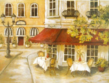 油画咖啡厅图片