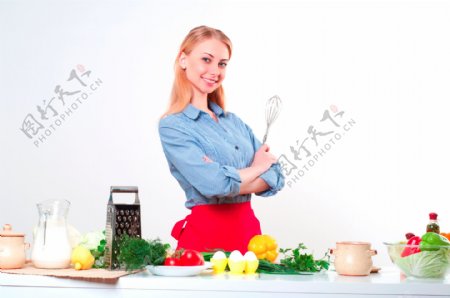 国外美女厨师背景图片