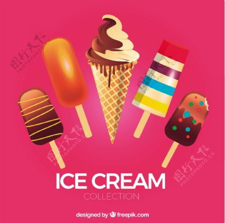 各种夏季冰淇淋矢量素材