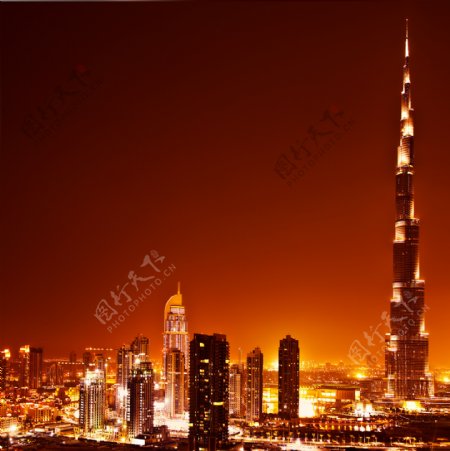 迪拜城市夜景图片