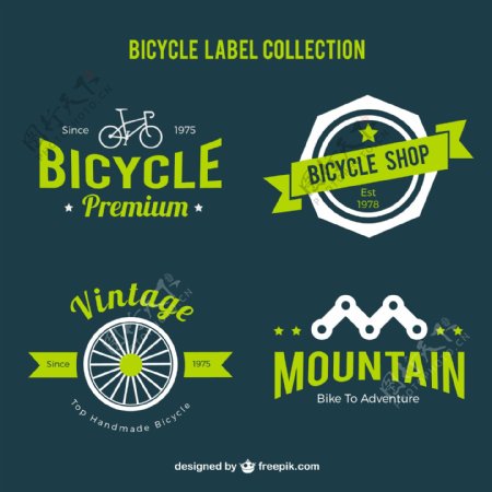 绿色彩色自行车标签