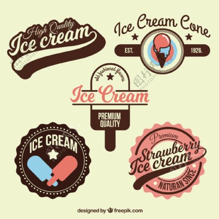 漂亮的冰淇淋徽章图标