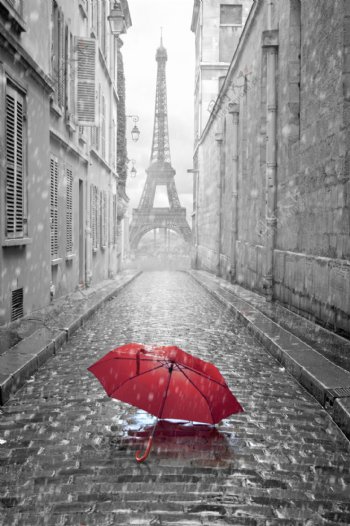 巴黎街头的雨伞