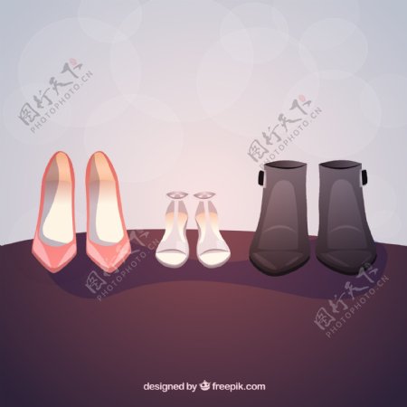 3款女式鞋子矢量素材