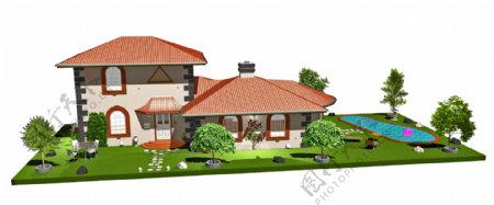 3D花园别墅模型设计