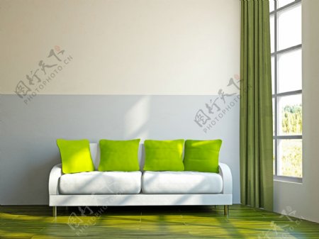绿色客厅设计图片