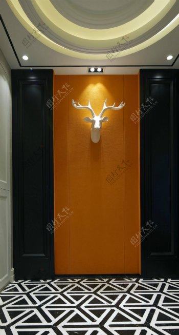 时尚室内鹿背景墙效果图