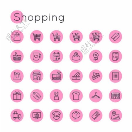粉色购物按钮图标图片