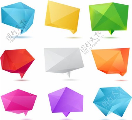 水晶折纸对话框矢量素材