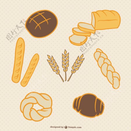 面包和小麦手绘收藏