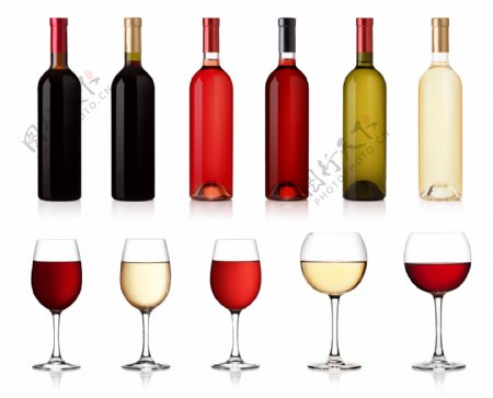 五彩缤纷葡萄酒和杯子图片