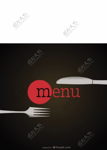 优雅的餐厅菜单用叉子和一把刀