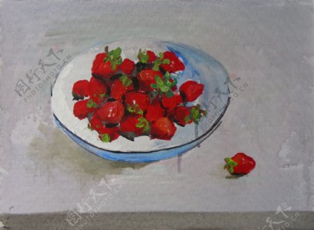 水果草莓油画图片