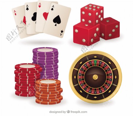写实风格赌场元素图标矢量素材