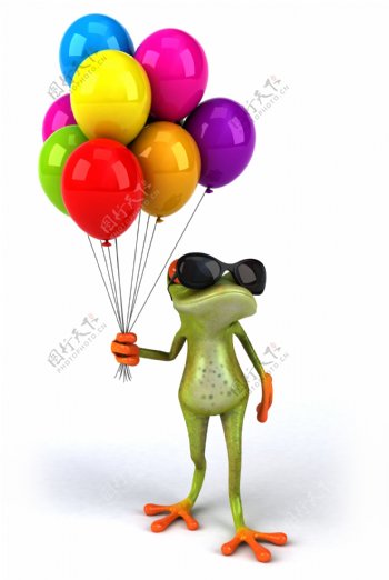 拿着气球的青蛙图片