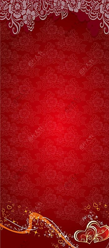 红色展架心形素材图片