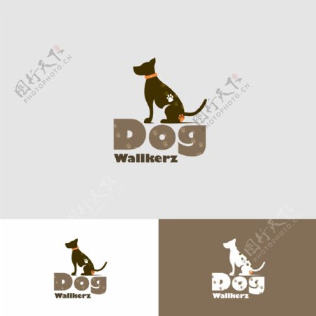 狗的步行标志与动物印刷