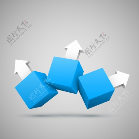 蓝色方块与白色箭头矢量素材图片
