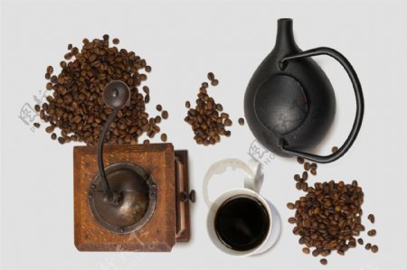 咖啡机咖啡豆咖啡物品复古元素