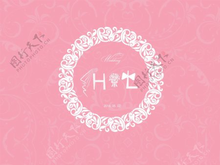 粉色婚礼背景logo