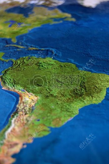 地图上的南北美洲
