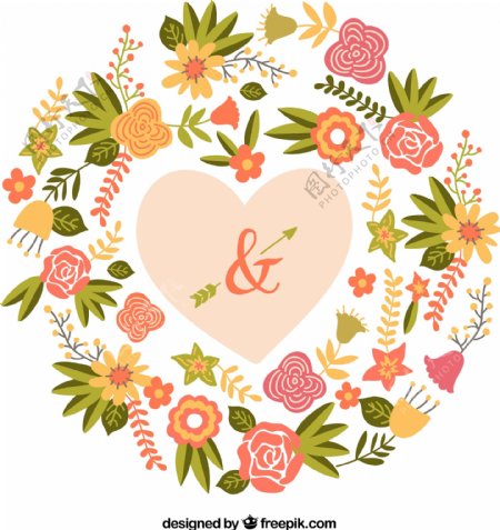 彩色花卉婚礼海报矢量素材图片
