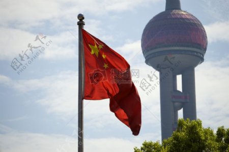 上海飘扬的国旗