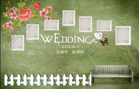森系婚礼照片墙
