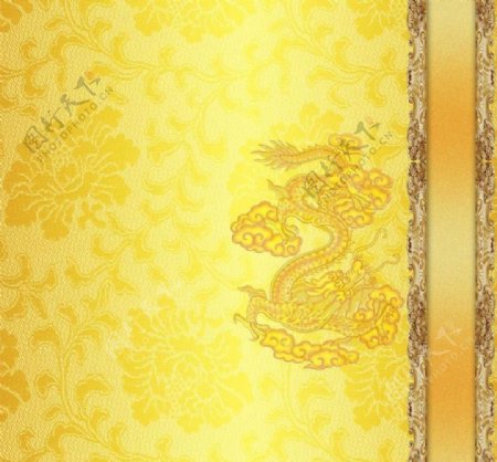 中国传统金底龙纹