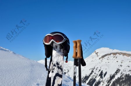 滑雪装备摄影