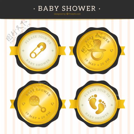 黑金色婴儿淋浴徽章