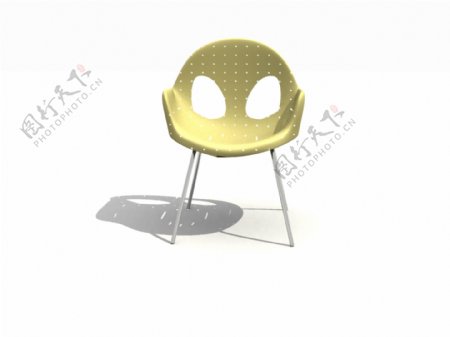 米黄色餐桌椅3D模型.