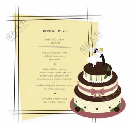 婚礼蛋糕菜单矢量素材下载
