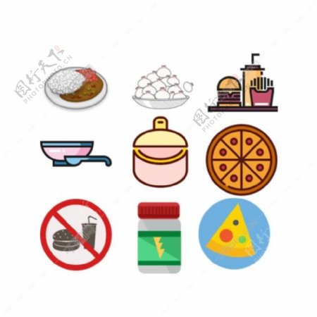食品厨具简洁矢量icon
