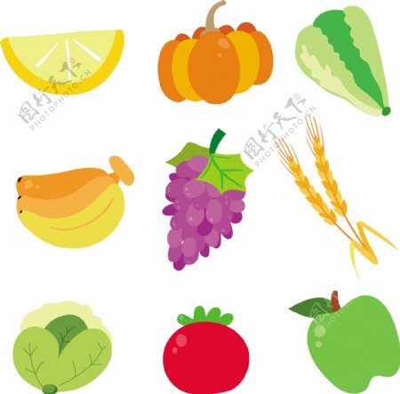 手绘各种蔬菜图标集合