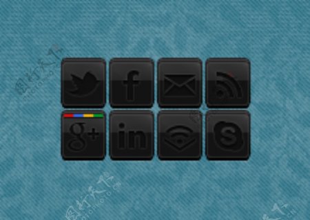 各类社交网站icon纯黑微质感