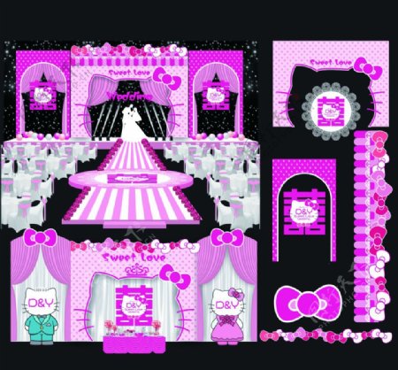 粉色婚礼装饰背景展示设计