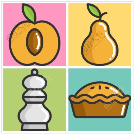 单色美食icon图标