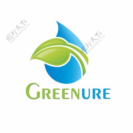 水滴绿叶logo设计