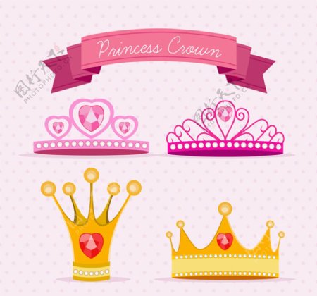 卡通公主王冠矢量设计