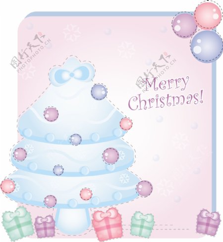 圣诞卡和礼物和树
