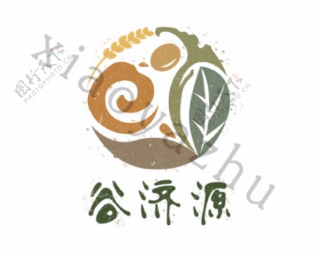 五谷养生药材logo谷济源产品LOGO