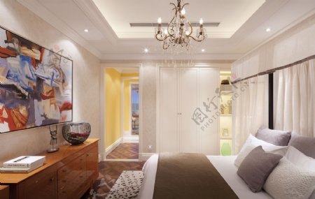 现代美式卧室室内设计家装效果图