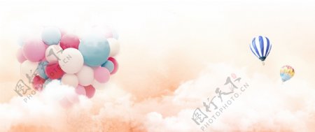 云朵气球小清新banner海报背景