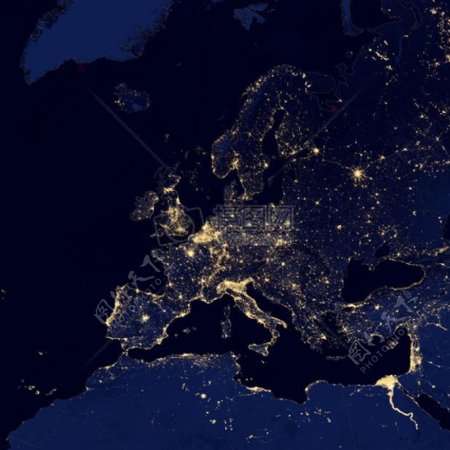 从太空看到欧洲