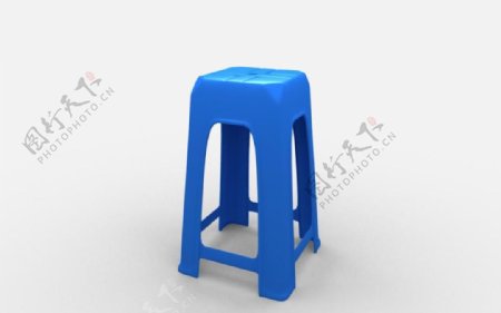 蓝色塑料凳子3d模型